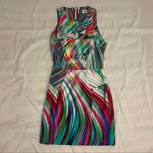 Milly Cut Out Multi Color Mini Dress